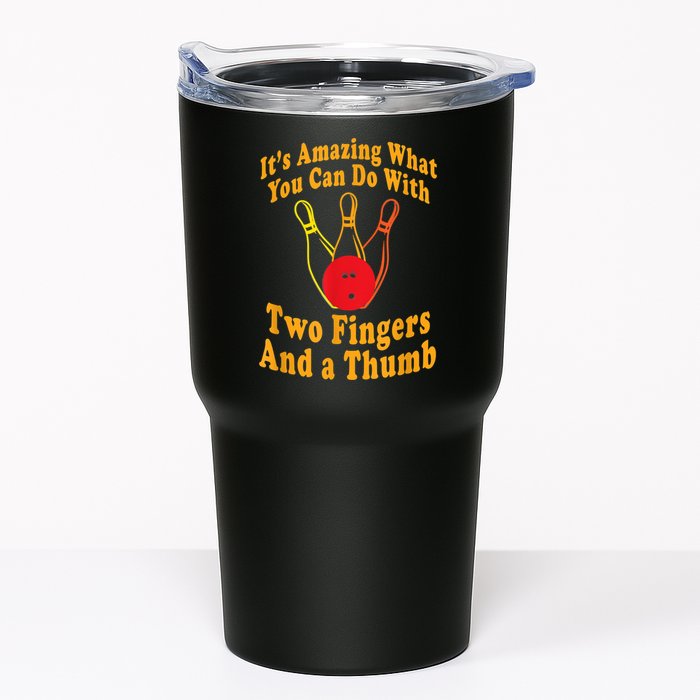 Funny Retro Bowling Ball Two Fingers And A Thumb Tumbler