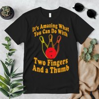 Funny Retro Bowling Ball Two Fingers And A Thumb Premium T-Shirt