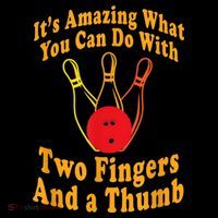 Funny Retro Bowling Ball Two Fingers And A Thumb Premium T-Shirt