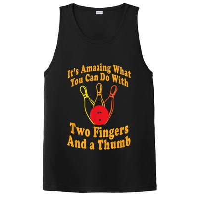 Funny Retro Bowling Ball Two Fingers And A Thumb PosiCharge Competitor Tank
