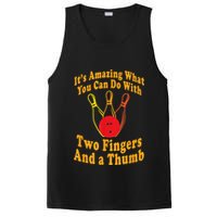 Funny Retro Bowling Ball Two Fingers And A Thumb PosiCharge Competitor Tank