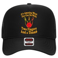 Funny Retro Bowling Ball Two Fingers And A Thumb Trucker Hat