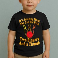 Funny Retro Bowling Ball Two Fingers And A Thumb Toddler T-Shirt