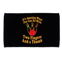 Funny Retro Bowling Ball Two Fingers And A Thumb Microfiber Hand Towel