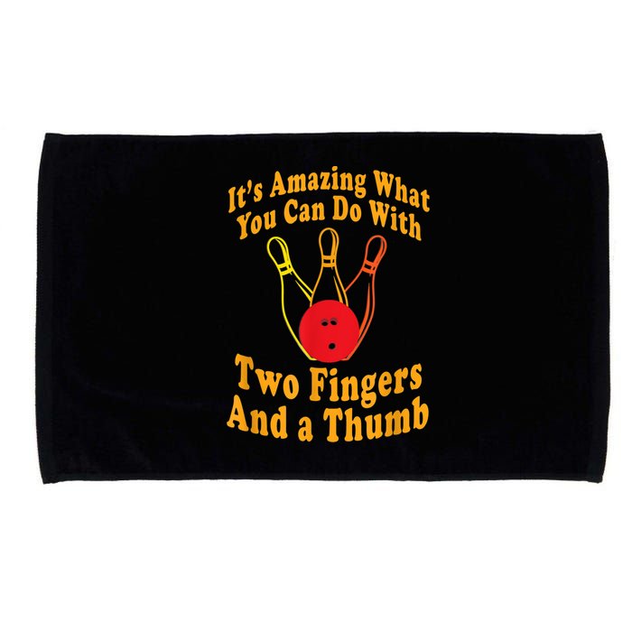 Funny Retro Bowling Ball Two Fingers And A Thumb Microfiber Hand Towel