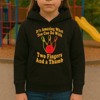 Funny Retro Bowling Ball Two Fingers And A Thumb Kids Hoodie