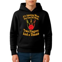 Funny Retro Bowling Ball Two Fingers And A Thumb Kids Hoodie