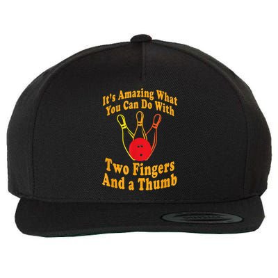 Funny Retro Bowling Ball Two Fingers And A Thumb Wool Snapback Cap