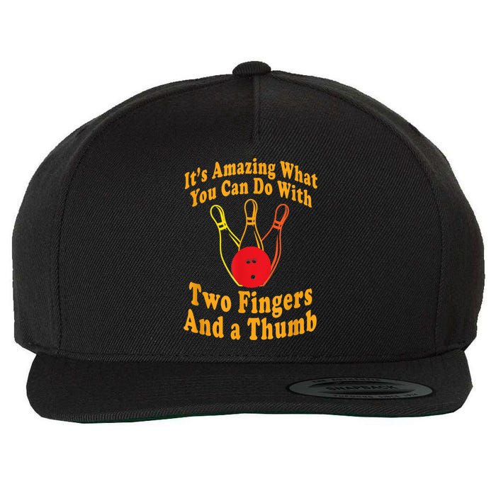 Funny Retro Bowling Ball Two Fingers And A Thumb Wool Snapback Cap