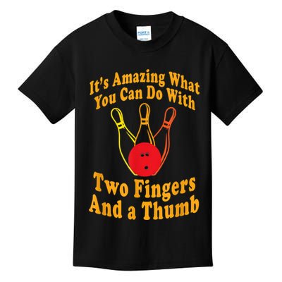Funny Retro Bowling Ball Two Fingers And A Thumb Kids T-Shirt