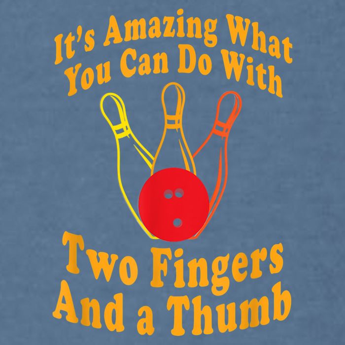 Funny Retro Bowling Ball Two Fingers And A Thumb Garment-Dyed Sweatshirt