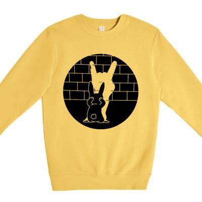 Funny Rabbit Bunny Animal Shadow Puppet Premium Crewneck Sweatshirt