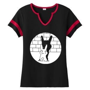 Funny Rabbit Bunny Animal Shadow Puppet Ladies Halftime Notch Neck Tee