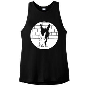 Funny Rabbit Bunny Animal Shadow Puppet Ladies PosiCharge Tri-Blend Wicking Tank