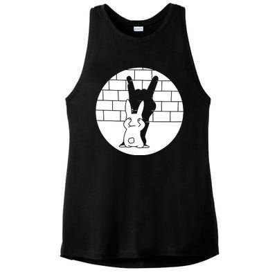 Funny Rabbit Bunny Animal Shadow Puppet Ladies PosiCharge Tri-Blend Wicking Tank