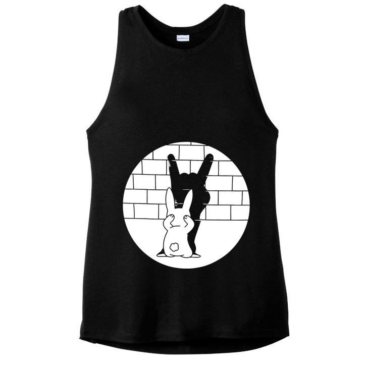 Funny Rabbit Bunny Animal Shadow Puppet Ladies PosiCharge Tri-Blend Wicking Tank