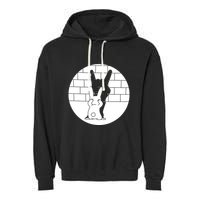 Funny Rabbit Bunny Animal Shadow Puppet Garment-Dyed Fleece Hoodie