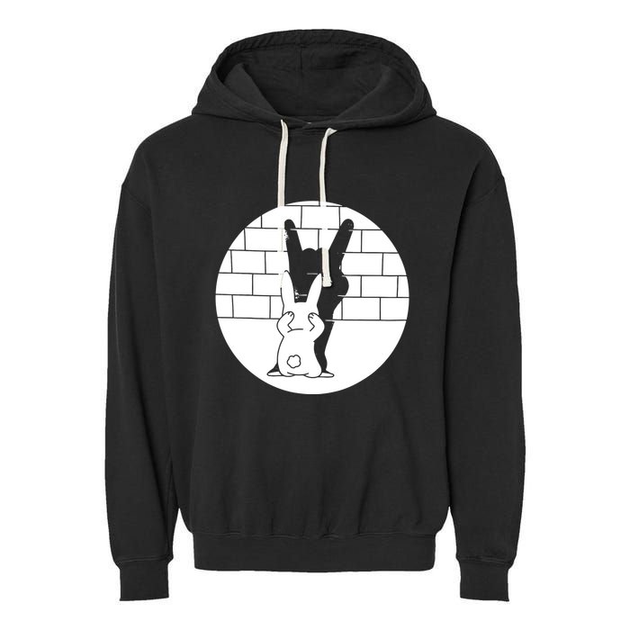 Funny Rabbit Bunny Animal Shadow Puppet Garment-Dyed Fleece Hoodie
