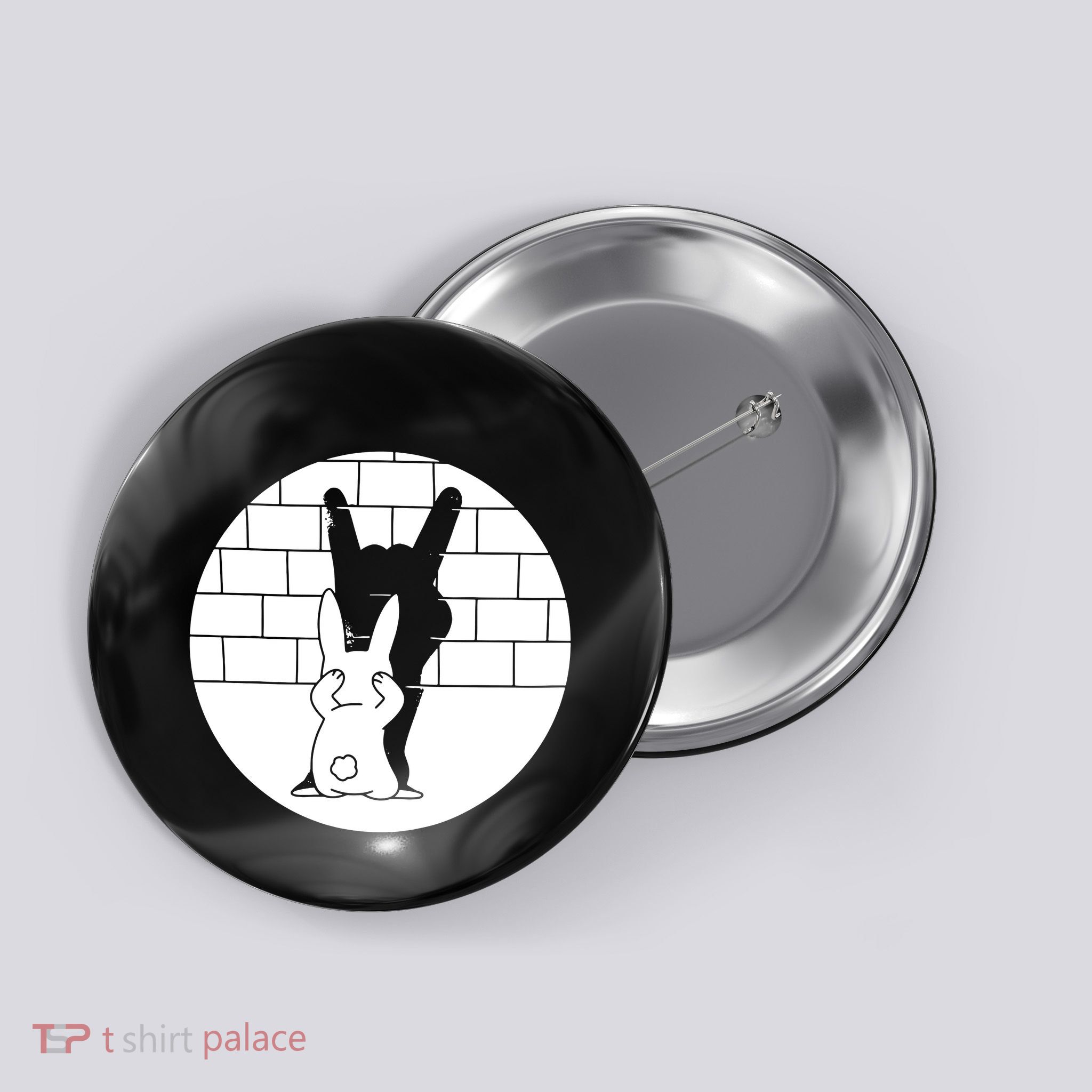Funny Rabbit Bunny Animal Shadow Puppet Button