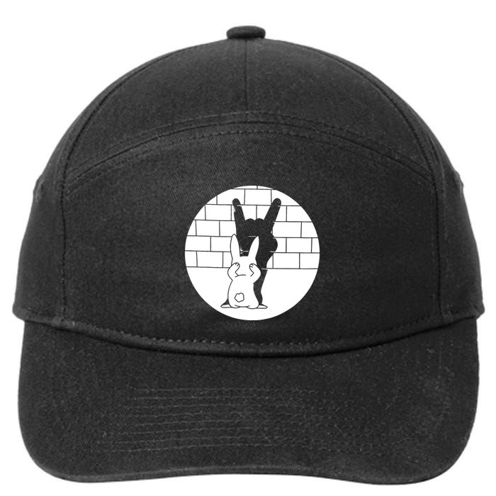 Funny Rabbit Bunny Animal Shadow Puppet 7-Panel Snapback Hat