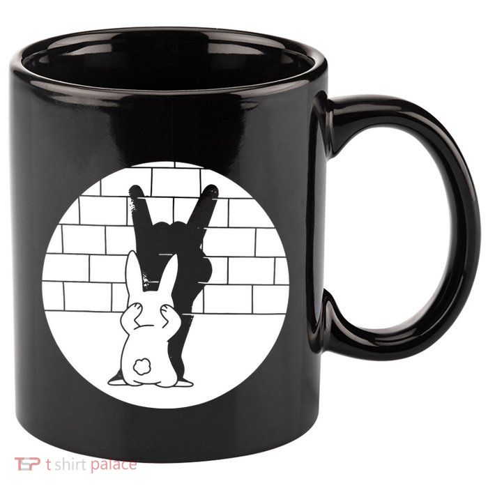 Funny Rabbit Bunny Animal Shadow Puppet 11oz C Handle Ceramic Mug