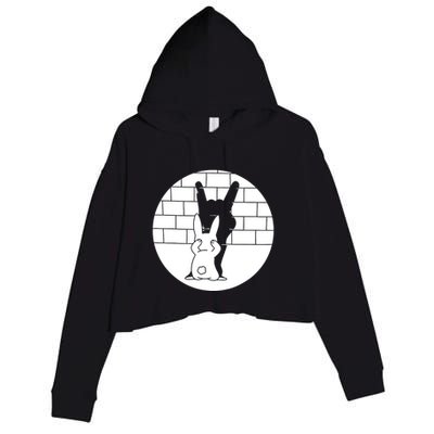 Funny Rabbit Bunny Animal Shadow Puppet Crop Fleece Hoodie