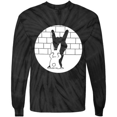 Funny Rabbit Bunny Animal Shadow Puppet Tie-Dye Long Sleeve Shirt