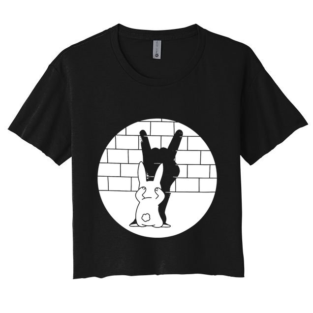 Funny Rabbit Bunny Animal Shadow Puppet Crop Top