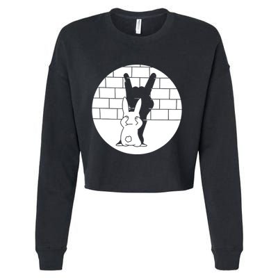 Funny Rabbit Bunny Animal Shadow Puppet Cropped Pullover Crew