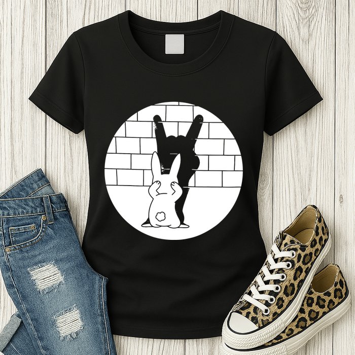 Funny Rabbit Bunny Animal Shadow Puppet Womens T-Shirt