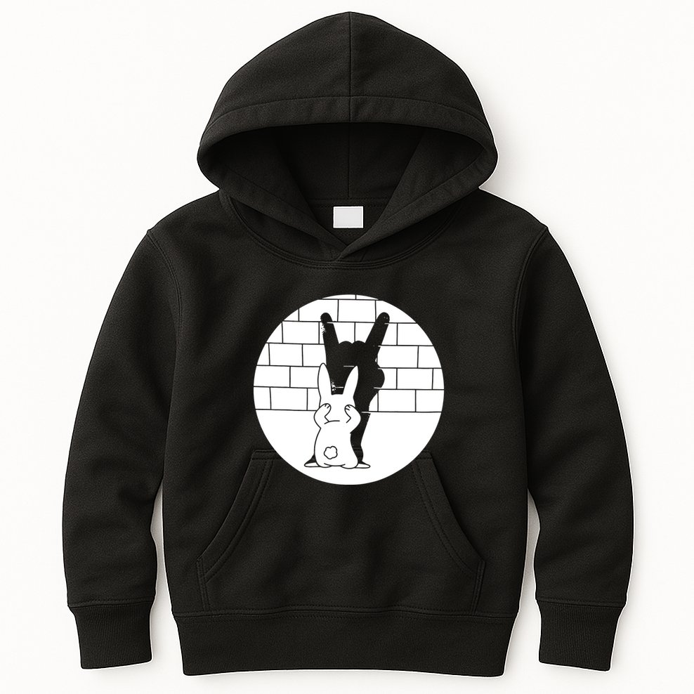 Funny Rabbit Bunny Animal Shadow Puppet Kids Hoodie