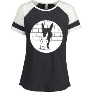 Funny Rabbit Bunny Animal Shadow Puppet Enza Ladies Jersey Colorblock Tee