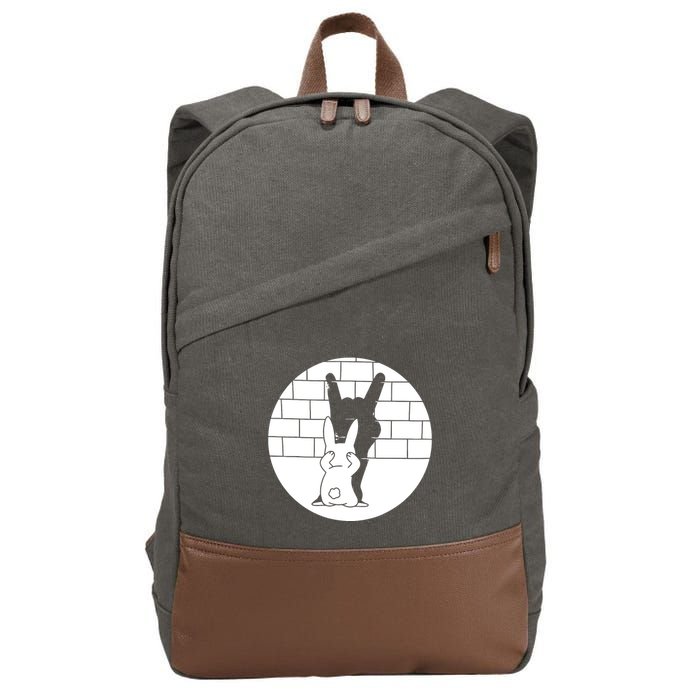 Funny Rabbit Bunny Animal Shadow Puppet Cotton Canvas Backpack