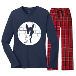 Funny Rabbit Bunny Animal Shadow Puppet Women's Long Sleeve Flannel Pajama Set 