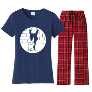 Funny Rabbit Bunny Animal Shadow Puppet Women's Flannel Pajama Set