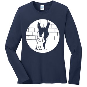 Funny Rabbit Bunny Animal Shadow Puppet Ladies Long Sleeve Shirt