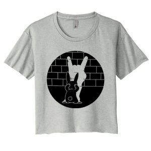 Funny Rabbit Bunny Animal Shadow Puppet Women's Crop Top Tee