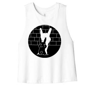 Funny Rabbit Bunny Animal Shadow Puppet Women's Racerback Cropped Tank