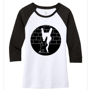 Funny Rabbit Bunny Animal Shadow Puppet Women's Tri-Blend 3/4-Sleeve Raglan Shirt