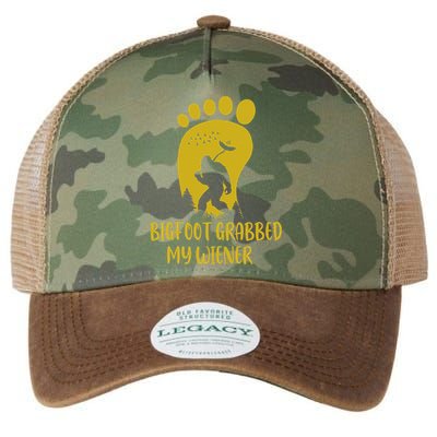 Funny Retro Bigfoot Bigfoot Grabbed My Wiener Design Legacy Tie Dye Trucker Hat