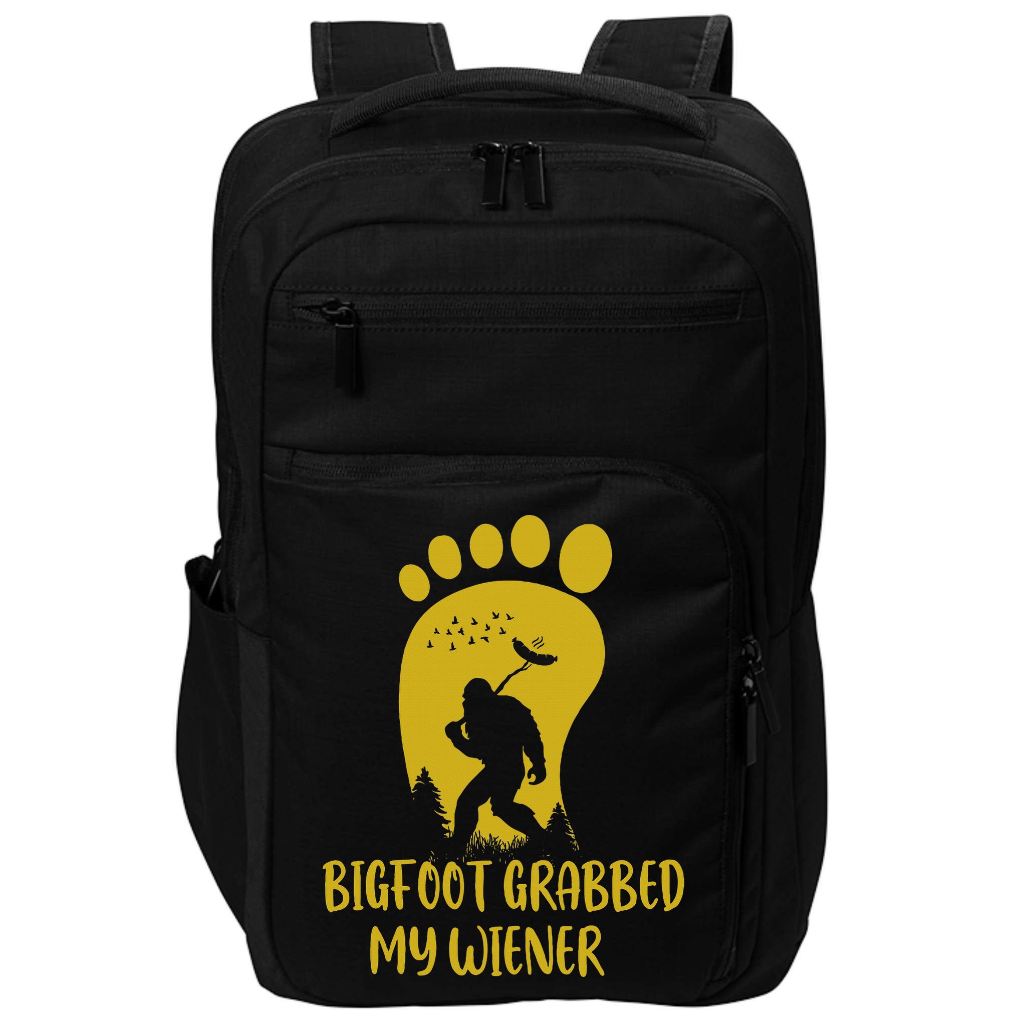 Funny Retro Bigfoot Bigfoot Grabbed My Wiener Design Impact Tech Backpack