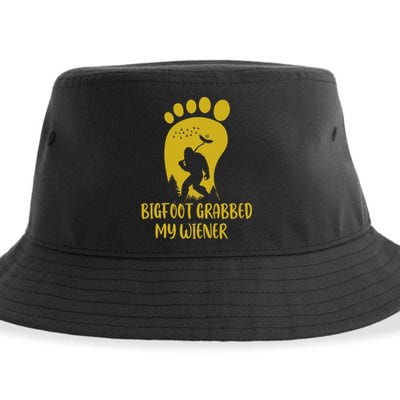 Funny Retro Bigfoot Bigfoot Grabbed My Wiener Design Sustainable Bucket Hat