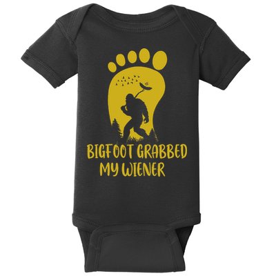Funny Retro Bigfoot Bigfoot Grabbed My Wiener Design Baby Bodysuit