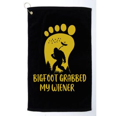 Funny Retro Bigfoot Bigfoot Grabbed My Wiener Design Golf Towel