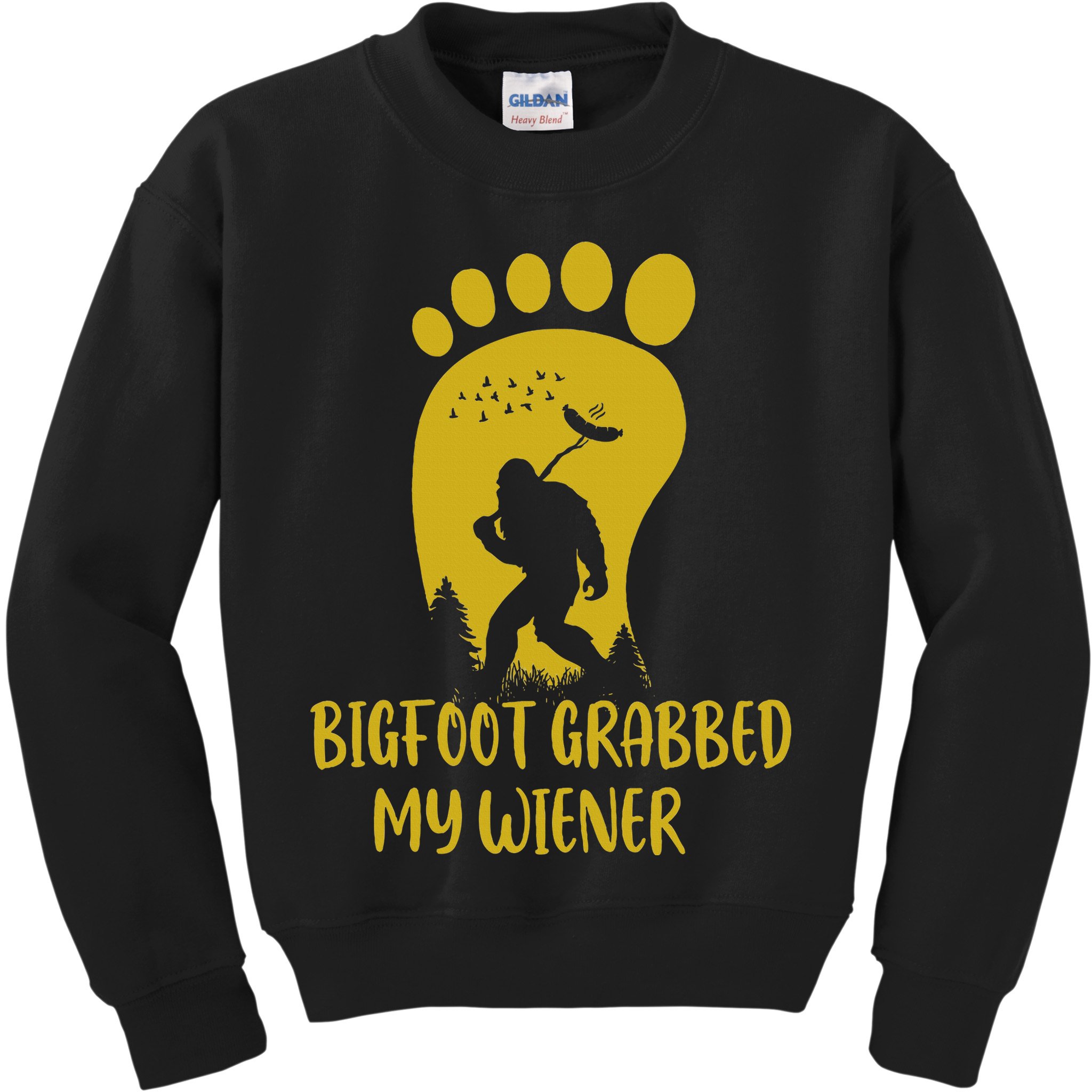 Funny Retro Bigfoot Bigfoot Grabbed My Wiener Design Kids Sweatshirt
