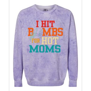 Funny Retro Baseball I Hit Bombs For Hot Moms Colorblast Crewneck Sweatshirt