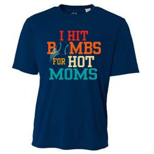 Funny Retro Baseball I Hit Bombs For Hot Moms Cooling Performance Crew T-Shirt