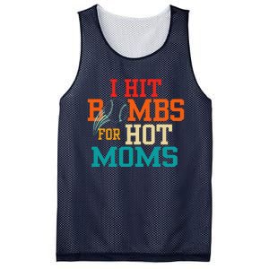 Funny Retro Baseball I Hit Bombs For Hot Moms Mesh Reversible Basketball Jersey Tank