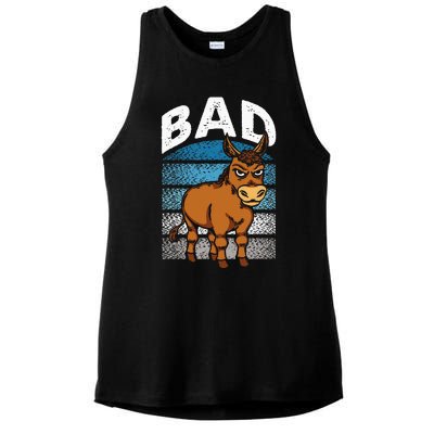 Funny Retro Bad Ass Angry Donkey Ladies PosiCharge Tri-Blend Wicking Tank