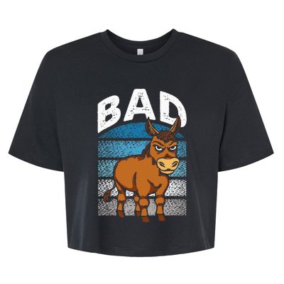 Funny Retro Bad Ass Angry Donkey Bella+Canvas Jersey Crop Tee